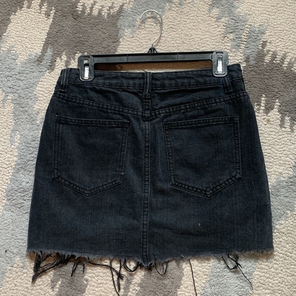 Signature brand black mini jean skirt with floral design! Size small. - Picture 2 of 3